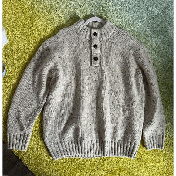 Orvis XXL Mens 100%  Wool Beige Tan Sweater Heavy Knitted - Picture 9 of 11